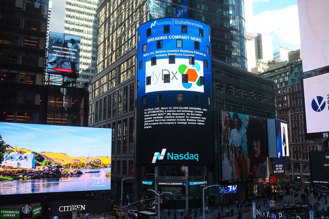 MyDx - Time Square - Investor - Investors - Marijuana Stocks - Stock - Cannabis Testing